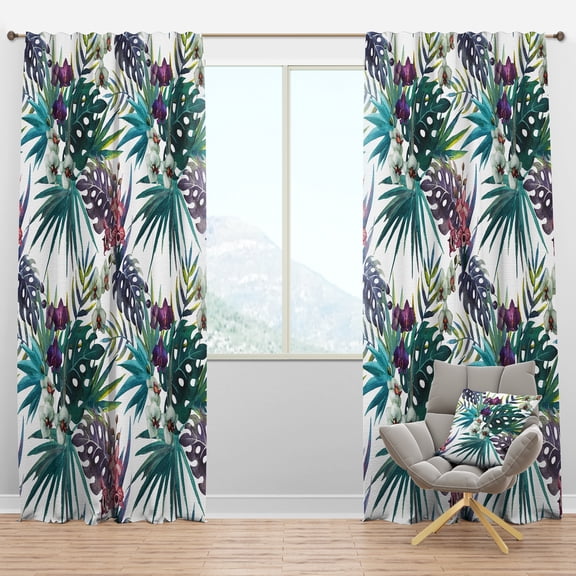 Designart 'Tropical Foliage Mood XVII' Tropical Blackout Curtain Panel