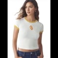thumbnail image 3 of Camiseta Gráfica Vintage para Mujer con Cuello Redondo Acanalado y Ribete en Contraste Borde Anaranjado L, 3 of 10