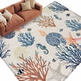 thumbnail image 6 of Blue Coastal Area Rug 8x10 Washable Rug Non Slip Summer Beach Coral Shell Starfish Vintage Large Area Rug Soft Stainresistant Indoor Floor Carpet for Living Room Bedroom Home Office Dining Room, 6 of 8