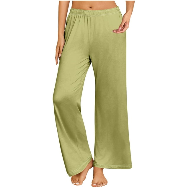 aidice Plus Size Pants for Women Loungewear Loose Elastic Low Waisted Comfy Solid Color Pjs Trousers