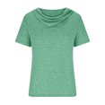 thumbnail image 4 of Summer Xqxayjr Dressy Casual Blouses for Womens Under $10 Summer Tops Solid Color Basic Short Sleeve Shirts Cowl Neck Ruched Trendy Summer Tunic Tops Graduation Gifts, 4 of 6