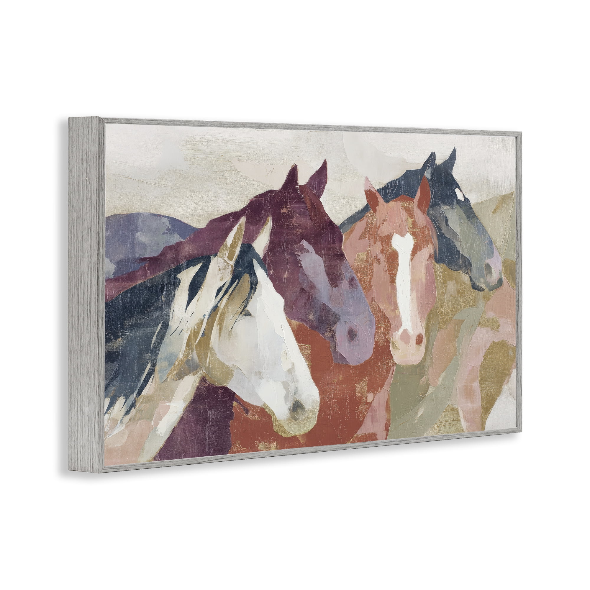 Stupell Industries Calm Horses Abstraction Gray Framed Giclee Art, design by Chromatic Storm Studio