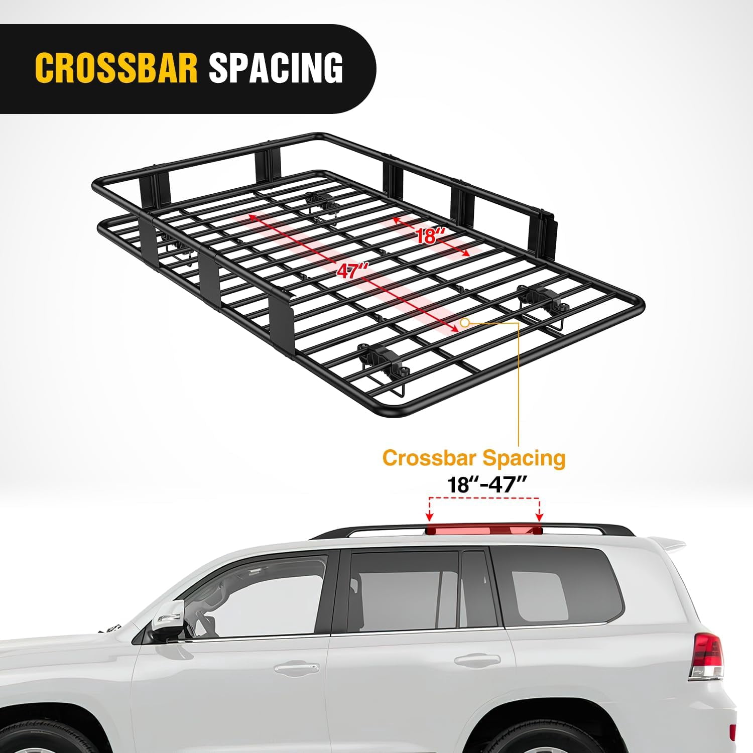 Nilight 64" x 39" x 6" Universal Roof Rack Cargo Basket Heavy-Duty 250LBS Capacity Rooftop Cargo Carrier Luggage Holder for SUV Truck Vehicle