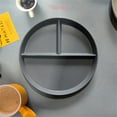 thumbnail image 1 of Plat Divisé en 3 Régimes Assiette Ronde Réutilisable Vaisselle de Cuisine Assiettes à Portions pour Adultes 3 Compartiments Micro-Ondes Gris Foncé, 1 of 6