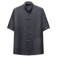thumbnail image 1 of Dagugfen Chemises pour Hommes Manches Courtes Fleur Col Montant Ample Léger Décontracté Mode, 1 of 3