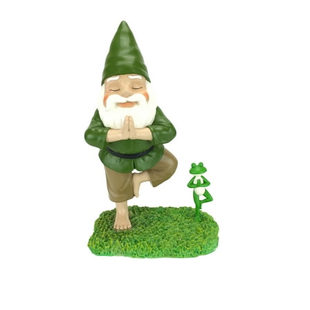 Zen Gnome and Zen Frog - Tree Pose– Tranquility and Peacefulness for your Fairy Garden and Garden Gnomes by GlitZGlam. A large 11” Inches Tall Miniature Gnome Figurine