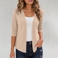 thumbnail image 2 of Hurxie Lightweight Cardigan for Women 3/4 Sleeve Open Front Cardigans Spring Summer Fall Thin Casual Travel Work Beige,2XL, 2 of 7