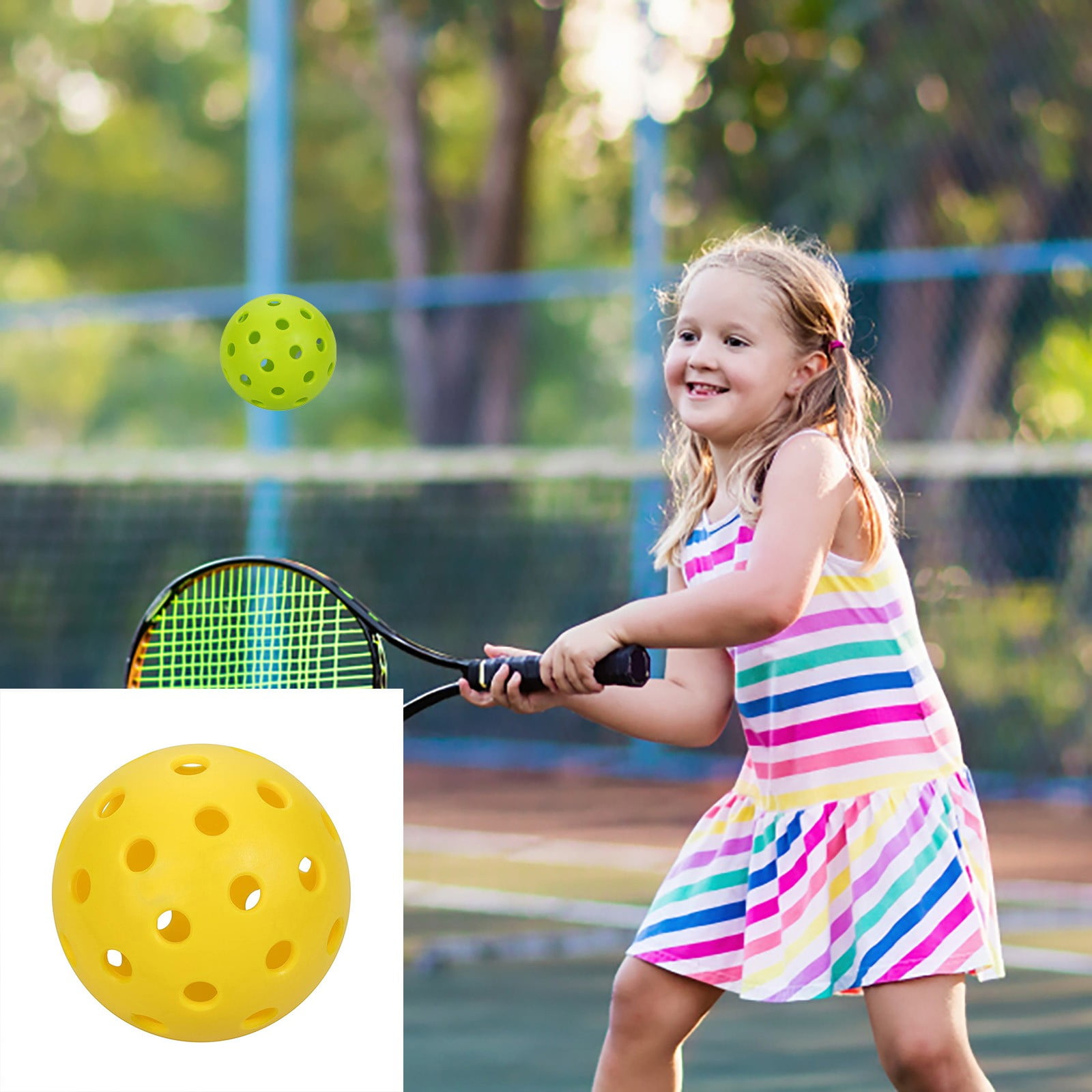 Visibility With Precision Design Durable High Bouncing Ball Details about   Outdoor Pickleball 