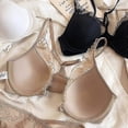 thumbnail image 4 of Bralette francés sexy de encaje con flores para mujer, cierre frontal, sujetador push-up, lencería brillante sin costuras, tirantes ajustables en forma de Y., 4 of 5