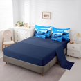 thumbnail image 5 of Castle Fairy Racing Style Blue Sports Car Twin Bedding Sets 7-Piece for Boys, Dynamic Splash Art Bedding Comforter Set for Bedroom, Vibrant Blue,Navy Blue Reversible, 5 of 7