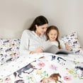 thumbnail image 4 of Manfei Horse Racing Child Twin Bedding Sets 7-Piece, Rustic Farmhouse Animal Bedding Comforter Set, Watercolor Floral Reversible Sheet Sets, Super Cozy Room Decor, 4 of 7