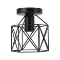 thumbnail image 3 of Soporte de luz de techo de jaula retro, E27 E26 Soporte de luz de techo de montaje semi empotrado de jaula retro Cubierta de sombra de luz de ventilador de techo Funcionamiento suave, 3 of 8