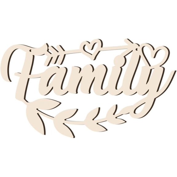 Family Wooden Sign Wood Family Decorative Wooden Cutout Wood Letters Sign Wall Hanging Art Decorations Photo Prop for Wreath Door Kitchen Bedroom Home Wall Decor 6.69x11.8" Colorful DIY
