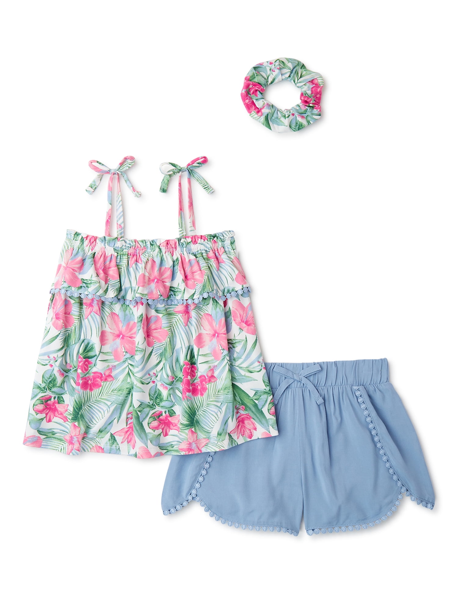 Girls Kids Ruffle Frill Layered Dress Shorts Two Piece Summer Outfit Co ord set 