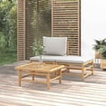thumbnail image 1 of vidaXL 3 Piece Garden Lounge Set with Light Grey Cushions Bamboo, 1 of 5