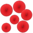 thumbnail image 1 of 6 Pcs Tissue Paper Fan Paper Flowers for Birthday Party Wedding Decoration (Red), 1 of 6