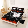 thumbnail image 2 of Erosebridal Kids Sports City Bed Sheets, Baseball King Sheets, Black Orange, 4pcs, 2 of 5