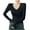 Black, variant on AherBiu Long Sleeve Tops for Women V Neck Basic Layer T Shirts Slim Fitted Tees Comfy Blouse Undershirt