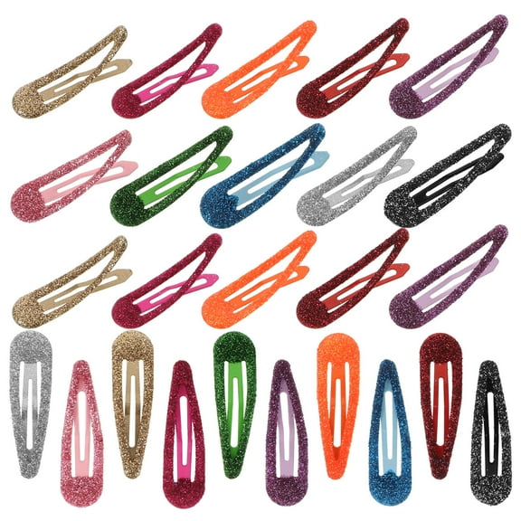 Minkissy 50pcs Snap Barrettes for Women Daily Use Metal Glitter Surface