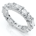 thumbnail image 2 of Pompeii 5 3/4 Ct Emerald & Round Diamond Eternity Ring 14k Gold Lab Grown Stackable Band, 2 of 6