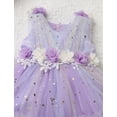 thumbnail image 4 of IBTOM CASTLE Toddler Flower Girls Tulle Dress Sleeveless Princess Tutu Dress Birthday Party Wedding Pageant Gown 4-5 Years Purple Rainbow, 4 of 8