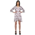 thumbnail image 1 of Moomaya Printed Short Ruffle Style Crossover Robe Bridesmaid Getting Ready Shirt, 1 of 5