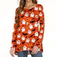 thumbnail image 4 of FGVCTG Halloween Pumpkin Tops For Women, Long Sleeve Pajamas Nightgowns House Dresses Ladies Night Sleep Dress Saffron M, 4 of 5