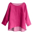 thumbnail image 5 of Holzkary 3/4 Sleeve Tops for Women Women's Round Neck Printed 3/4 Sleeves Blouse Tops Women's Blouse T Shirt Summer T Shirts Business Work Tee Top Hot Pink Xxl, 5 of 7