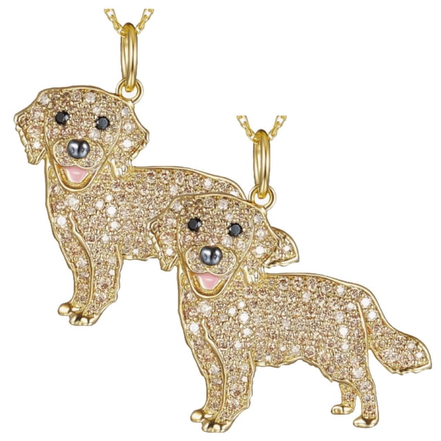 Joyeria de Cadenas y Dijes DogNeck24 2Pzas Golden Retriever Dorado Metal Cadena y Dije.