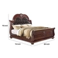 thumbnail image 5 of Benjara Mano California King Bed, Faux Leather Upholstery, Carved Walnut Brown Wood, 5 of 9