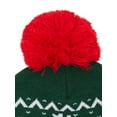 thumbnail image 3 of Holiday Time Women's Fair Isle Reindeer Pom Pom Beanie Hat Green, 3 of 3