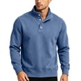 thumbnail image 2 of Fengqque Men’s Classic Quarter Button Stand Collar Sweatshirts Golf Daily office Wear Four Button Placket Long Sleeve Regular Fit Pullover Tops Blue L, 2 of 7