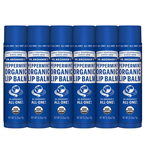 Dr. Bronners Organic Lip Balm (Peppermint, .15 ounce, 6Pack) Made
