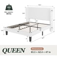thumbnail image 4 of Amolife Queen Size Platform Bed Frame with Velvet Upholstered Wingback Headboard, Off-White, 4 of 13