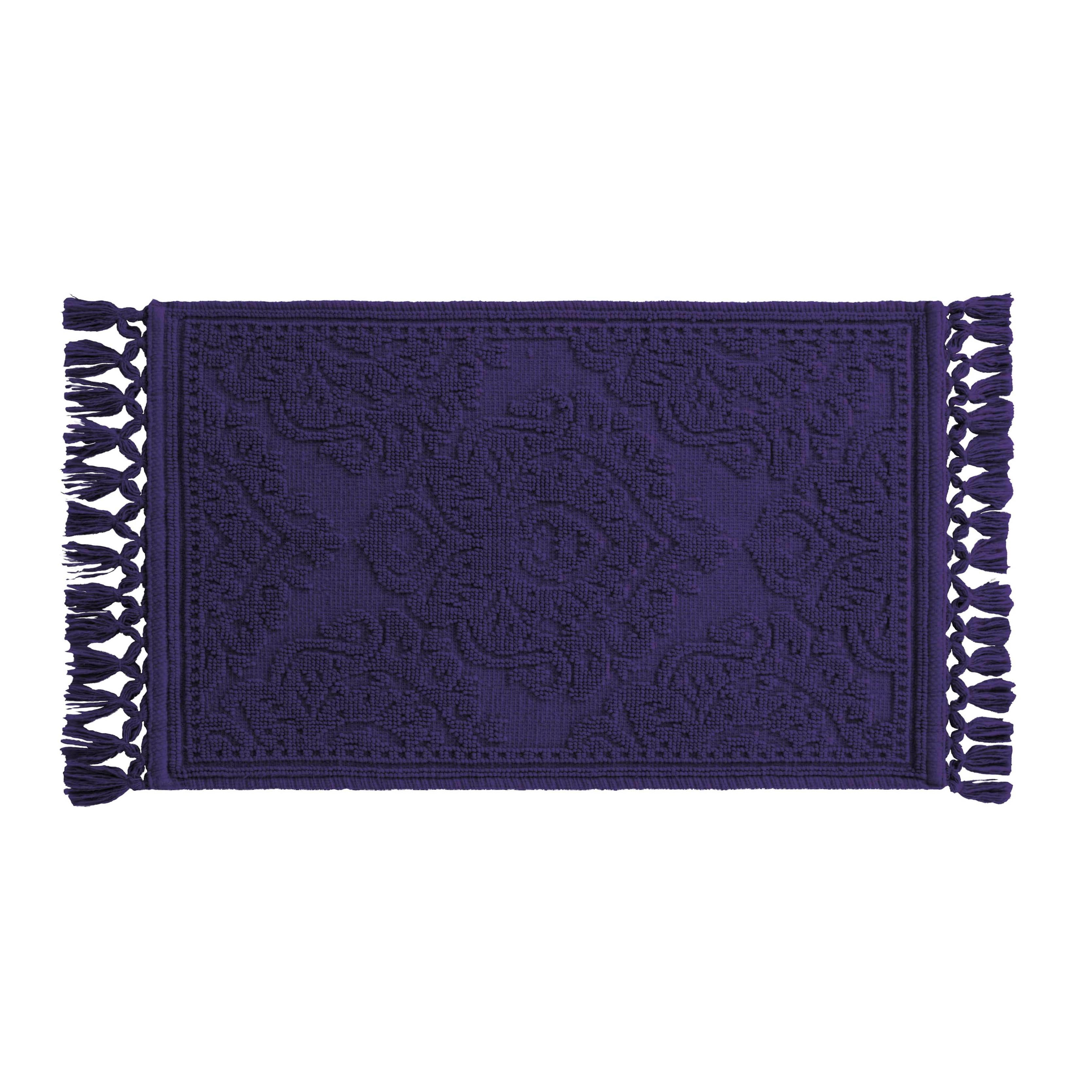 Jean Pierre Ricardo Cotton Fringe 21 x 34 in. Bath Rug, Indigo