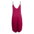 thumbnail image 6 of Summer Womens Casual V Neck Sleeveless Loose Fit Flowy Dress with Slit Thin Strap Gown Red XXXXL, 6 of 6