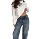 thumbnail image 3 of Suéter de Cuello Alto para Mujer, Jersey de Punto Grueso de Larga, Jersey Básico de Moda para Otoño e Invierno. Marfil L, 3 of 9