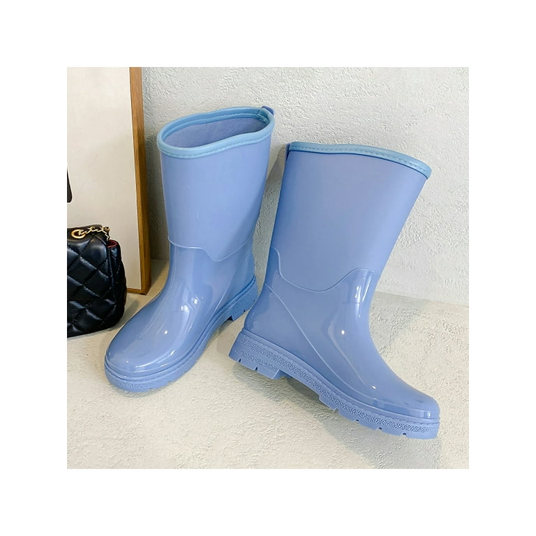 Rotosw Women's Rain Boots Wide-Calf Garden Shoes Lightweight Rubber Boot  Round Toe Slip Resistant Waterproof Booties Work Pull On Mid Calf Bootie  Blue