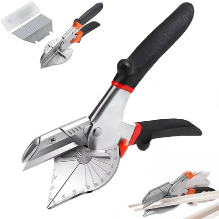 CCOCC Multi-Angle Miter Shears with 10 SK5 Blades,Adjustable 45°-135° Cutting Tool,Shoe Mold Cutting Tool Scissors,Rust-Proof and Safety Lock