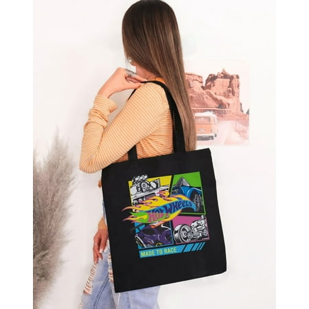 vintage Hot Wheels Boys Black Neons Short Sleeved Tote Bag-TH38037