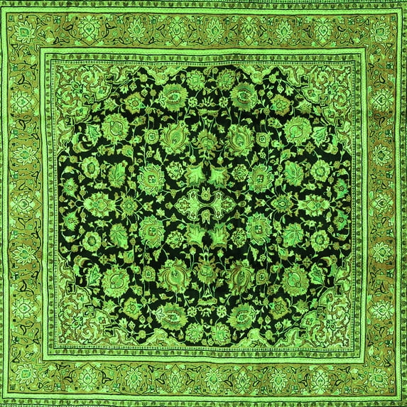 Ahgly Company Indoor Square Persian Green Traditional Area Rugs, 8' Square