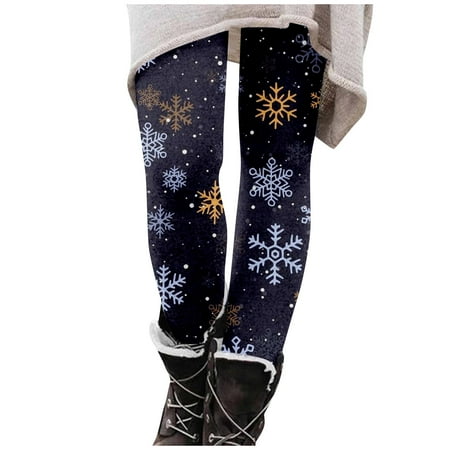 Dndkilg Christmas Leggings for Women Graphic Tummy Control High Waisted Holiday Womens Panties Funny Workout Clothing Tight Active Leggings Navy 3XL