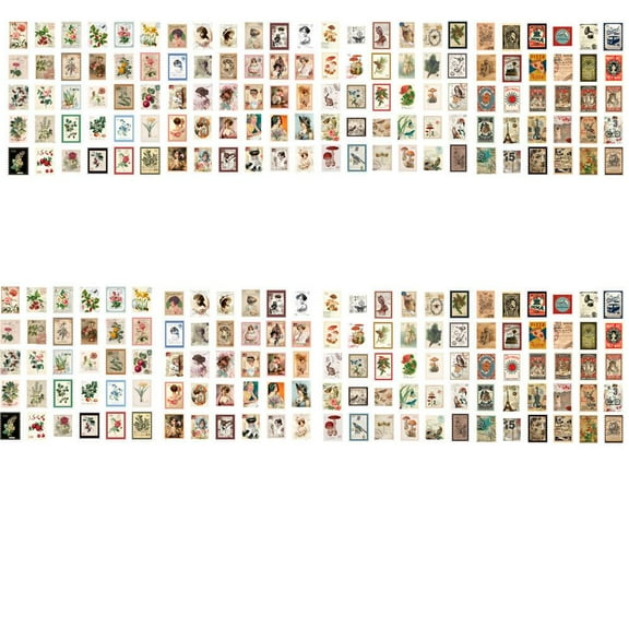 240PCS Vintage Postage Stamp Stickers Stamping Stickers Garden Butterfly Plants DIY Handbook Stickers for DIY Crafts Journal Album Scrapbook