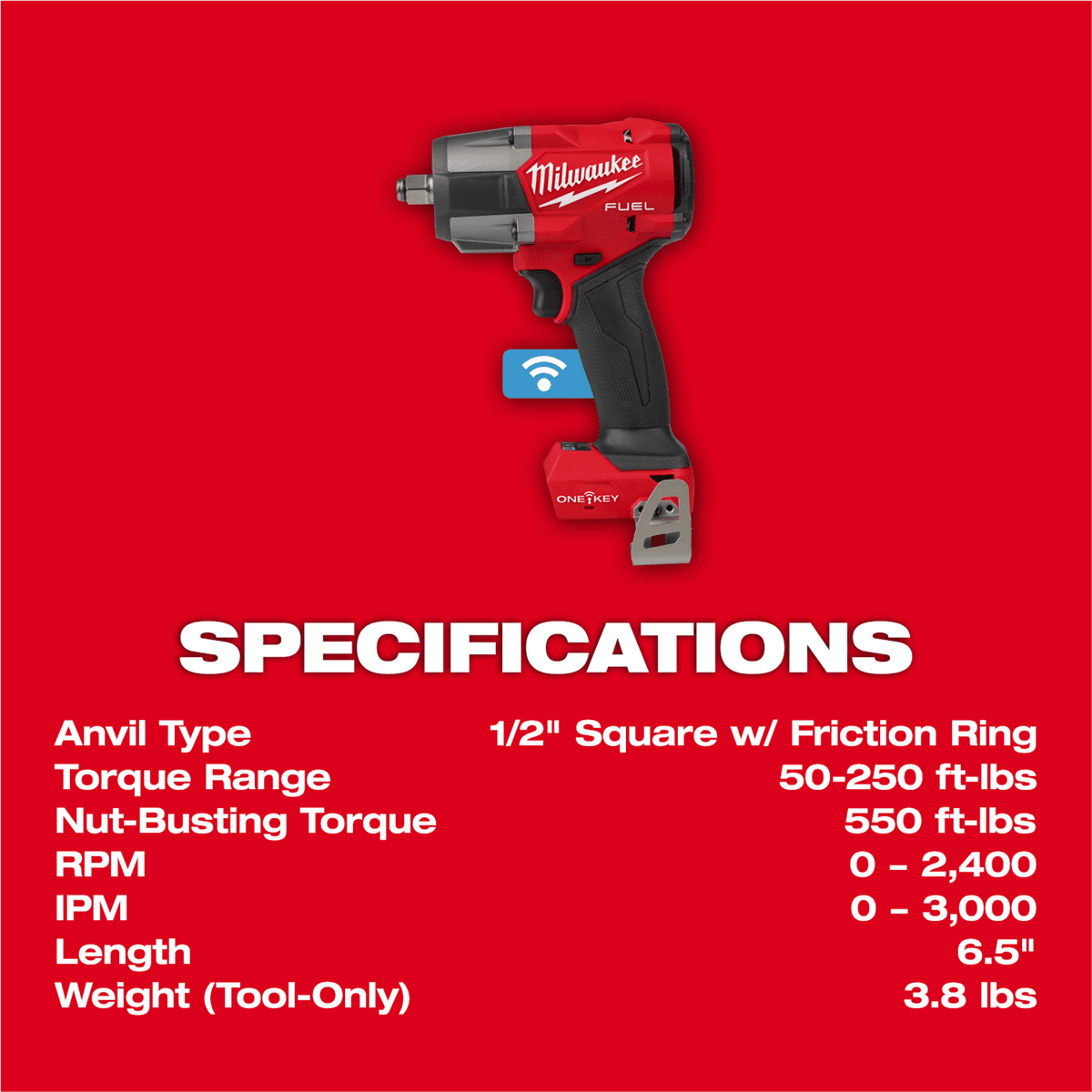 Open Box Milwaukee Tool M18 FUEL �" Controlled Mid-Torque Impact Wrench w/ TORQUE-SENSE