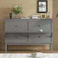 thumbnail image 3 of Queen Murphy Bed with Storage Drawer and Charging Station, USB Port, Solid Pine Cabinet Bedframe with Removable Nightstand Shelves, Chest Bed for Guest Room, Gray, 3 of 10