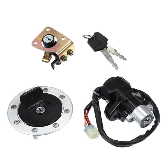 Unique Bargains 1 Set Ignition Switch Fuel Gas Cap Seat Lock with Key for Suzuki GSXR600 GSX1200  600 GSX600F