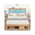 thumbnail image 1 of Ourlova Rattan Queen/Full Size Bed Frame With LED Light And Storage Headboard. No Box Spring Required. Easy Assembly. No Noise. Perfect For Home Decor, 1 of 10