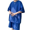 thumbnail image 2 of Conjunto de camiseta de 2 piezas para hombre, manga corta, pantalones cortos hasta la rodilla, conjunto de ropa informal de verano, 2 of 8