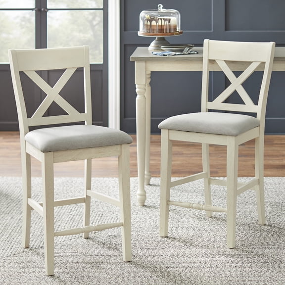 Lifestorey Montreal Crossback Counter Height Stools - Set of 2, Modern Farmhouse Design