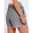 thumbnail image 5 of ANRABESS Boxer Shorts for Women Gingham Plaid Drawstring Lounge Shorts with Pockets, Elastic Waist Summer Pajama Beach Shorts Black White Plaid X-Large, 5 of 8